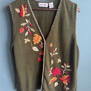 90s Sweater Vest with Autumn Embroidery